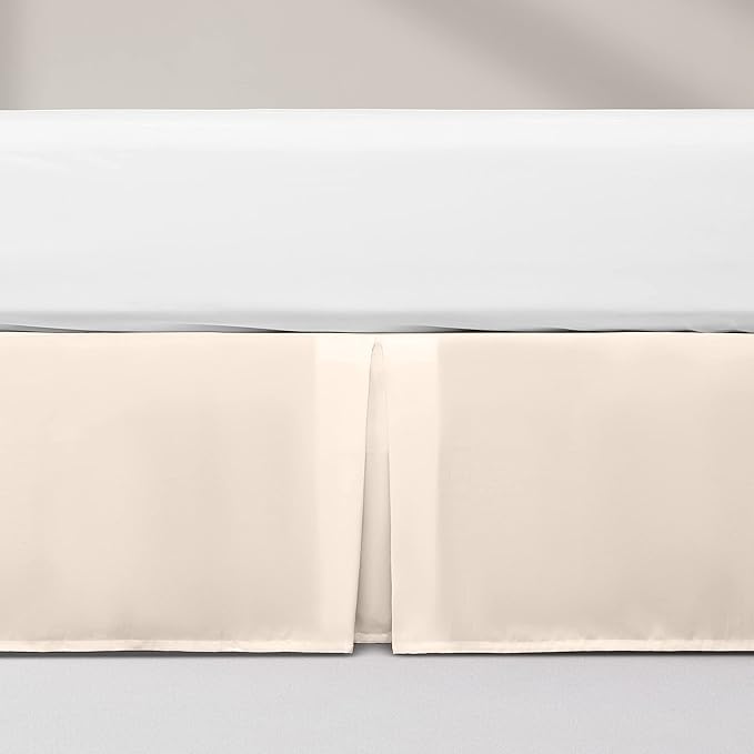 SONIVE King Bed Skirt,15" Drop Pleated Dust Ruffle,Classic Tailored Easy Fit Brushed Microfiber Skirts Hotel Quality Shrinkage & Fade Resistant Beige,78in.×80in