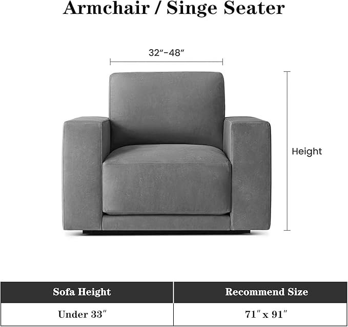 MEETSKY Small Couch Cover Oversized Recliner Covers Washable Armchair Sofa Cover for Dog, Chenille Khaki Abstract Geometric Jacquard Sofa Throw Cover Durable Modern Single Sofa Slipcovers, 71" X 91"