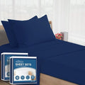 SPRINGSPIRIT Cot Sheets 30" x 75" x 9", 4 Piece Cot Sheet Set (2 Pack), Cot Size Fitted Sheets with Narrow Twin/Camp Bunk/Rvs Bunk/Guest Beds/Trifold Mattress, Navy