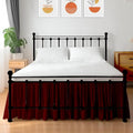 Shreem Linen Ruffled Bed Skirt with Split Corners, Gathered Style, 100% Microfiber, 12-Inch Drop, Dust Ruffle Bedskirt with Platform, Queen, Burgundy