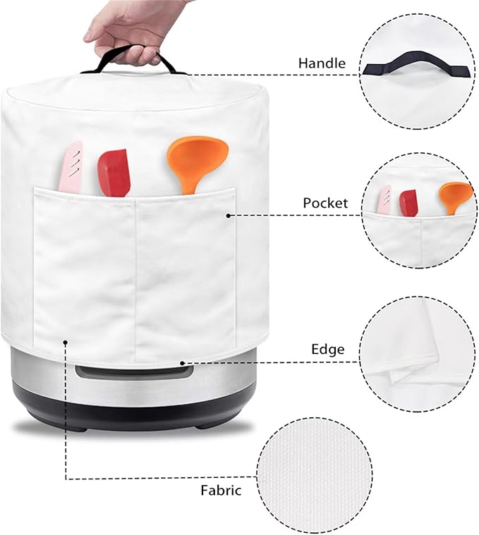 Dust Cover for 6 Quart Pressure Cooker Air Fryer Small Appliance Covers, Easy to Clean Pressure Cooker and Air Fryer Cover with Pocket for Kitchen Decor, Popcorn