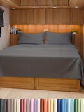 RV Short Queen Sheet Set 60 X 75 - 4 Piece RV Short Queen Bed Sheets - Soft, Breathable & Cooling - Designed for Bunks, Trailers & Camper - Fits 8” to 12" Mattress - Hotel Luxury Bedding - Dark Grey