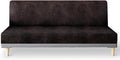 molasofa Leather Like Stretch Futon Slipcover Armless Futon Bed Sofa Cover Furniture Protector with Elastic Bottom, Soft and Washable Futon Cover for Sofa Bed Stay in Place（Medium，Chocolate）
