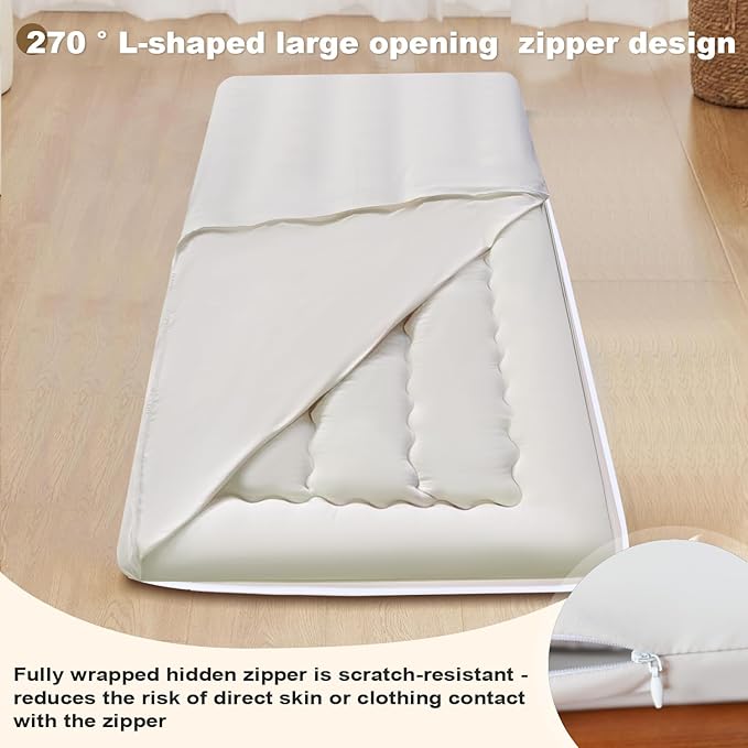 Floor Futon Cover Full Size 82" L x 56" W Japanese Floor Futon Mattress Slipcover Tatami Mats Cover Washable Beige