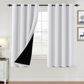 H.VERSAILTEX 100% Blackout Curtains for Bedroom Thermal Insulated Blackout Curtains 63 inch Length Heat and Full Light Blocking Curtains for Living Room with Black Liner 2 Panels Set, Pure White