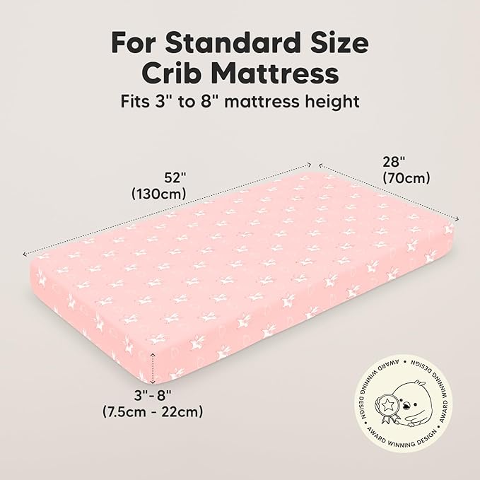 KeaBabies 2-Pack Baby Crib Sheets for Boys, Girls - 52x28 Viscose Derived from Bamboo Toddler Bed Sheets Neutral, Fitted Crib Mattress Cover for Standard Baby Bedding, Soft & Cozy (Dreamland)