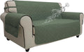 Easy-Going Waterproof Oversized Loveseat Covers Leakproof Couch Cover for 2 Cushion Couch Sofa Cover Washable Sofa Slipcover Non-Slip Furniture Protector with Pocket for Pet(Medium-XL, Greyish Green)
