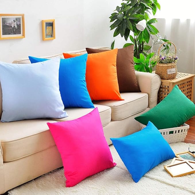4-Pack 100% Cotton Comfortable Solid Decorative Throw Pillow Case,Thmyo Square Cushion Cover Pillowcase Sublimation Blank Pillow Covers DIY Throw Pillowcase for Sofa Bedroom(20x20 inch/ 50x50cm,Blue)