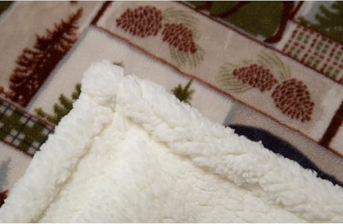 CARSTENS, INC. Ultra Premium Super Soft Plush Sherpa Fleece Oversized Throw Blanket 54" x 68", Vintage Lodge
