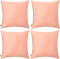 Thmyo 4-Pack 100% Cotton Comfortable Solid Decorative Throw Pillow Case, Square Cushion Cover Pillowcase Sublimation Blank Pillow Covers DIY Throw Pillowcase(18x18 inch/ 45x45cm,Sakura Pink)
