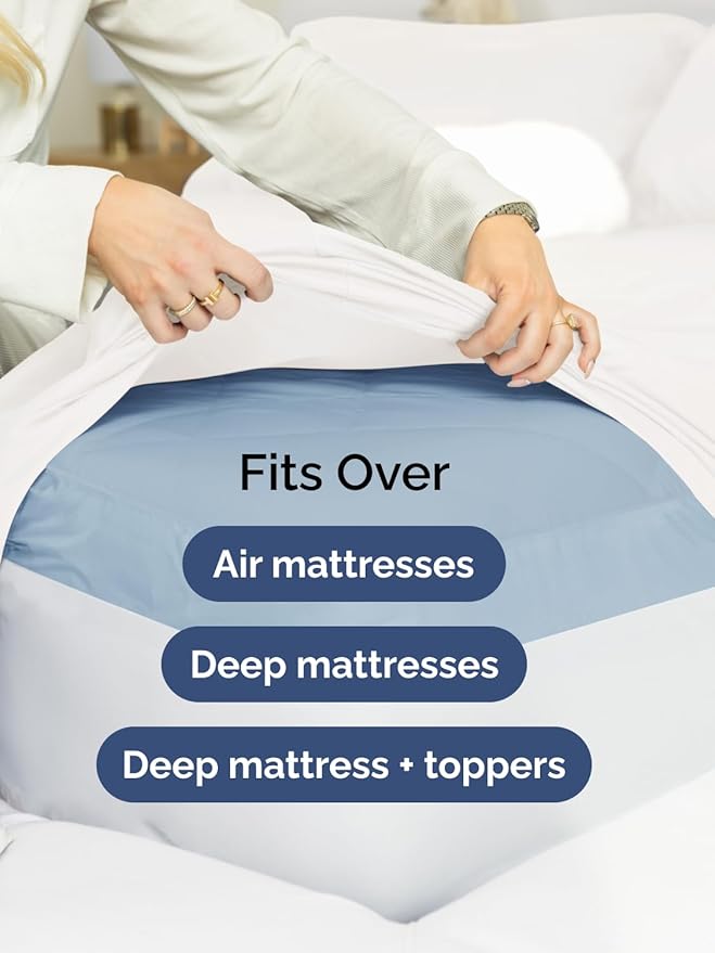 Extra Deep Pocket Split King Sheets - 5 Piece Breathable & Cooling Bed Sheets - Hotel Luxury Bed Sheet Set - Soft, Wrinkle Free & Comfy - Easily Fits Extra Deep Mattresses - Deep Pocket White Sheets