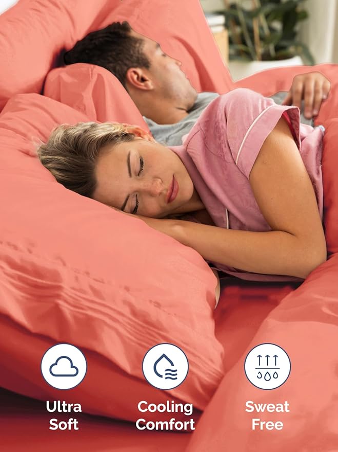 Extra Deep Queen Fitted Sheet - Hotel Luxury Single Fitted Sheet Only - Easily Fits 18 inch to 24 inch Mattress - Ultra Soft, Wrinkle Free w/Extra Deep Pockets - Easy-Care, Breathable & Comfy - Coral