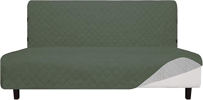 Easy-Going Sofa Slipcover Futon Cover Waterproof Couch Cover Furniture Protector Cover Pets Covers Whole Fabric No Stitching Non-Slip Fabric Pets Kids Children Dog Cat (Futon, Greyish Green)