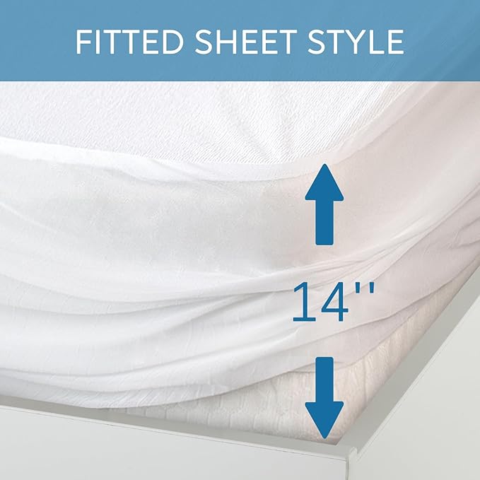 RV King Terry Mattress Protector Waterproof for 72''×80'' up to14'' Depth, Ultra Soft & Breathable Smooth Top Fitted Mattress Cover Skin-Friendly Machine Washable