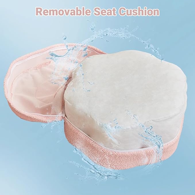 Round Pouf Ottoman Foot Rest, Stuffed Floor Pouf Foot Stool with Foam Chunk, Fluffy Storage Ottomans for Living Room Home Decor, Blue