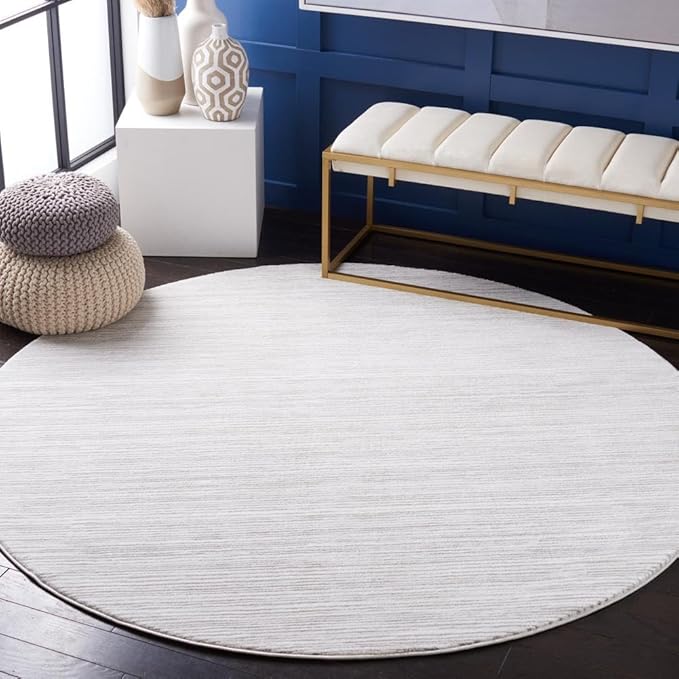 SAFAVIEH Vision Collection Round Rug - 10' Round, Ivory Grey, Modern Ombre Design, Non-Shedding & Easy to Clean, Ideal for Living Room, Bedroom, Dining Space (VSN606K)