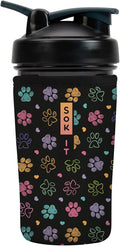 Sok It BotlSok Protein Blender Shaker Bottle Sleeve Insulated Neoprene Cover (Furry Footprints, Fits 24oz Blender)