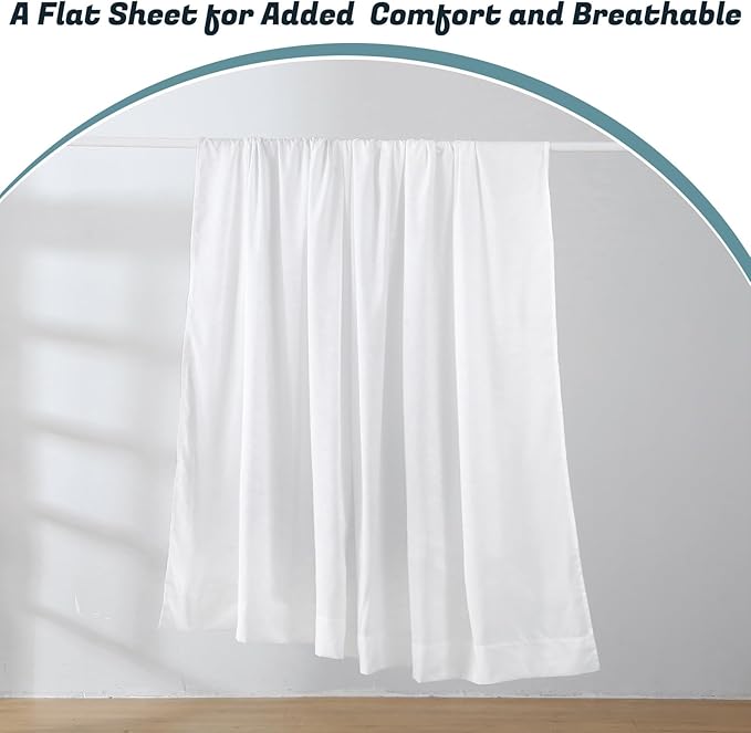 Extra Deep Pocket Full Sheet Set for Air Mattress, 6 Piece Air Bed Sheets Set with 18-24 Inches Depth, Soft & Breathable Inflatable Bed Sheet Set with Flat Sheet, Fitted Sheet and Pillowcases, White