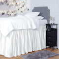 Shreem Linen Dorm Room Bed Skirt Twin XL 36 Inch Drop, 100% Microfiber Extra Long Bedskirt, White
