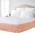 Multi-Ruffle Bed Skirt, Soft Multi Elastic Dust Ruffles with Wrap Around Bed Skirt Easy Fit with 18 Inch Drop 100% Cotton 800 Thread Count (RV King, Peach)