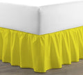 Bed Skirt - Ruffled Bed Skirt (Olympic Queen, Yellow) 12 Inch Drop Dust Ruffle with Platform, 100% Cotton 800 Thread Count Fabric - Dust Ruffle Bedskirt for Easy Fitting and Easy Care