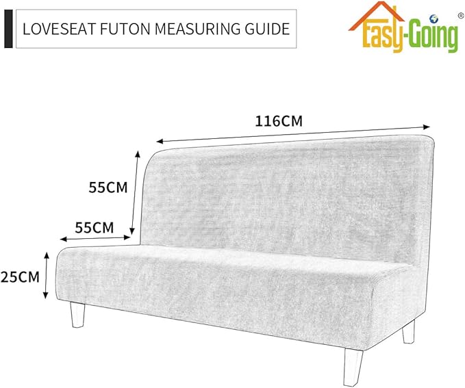 Easy-Going Stretch Futon Slipcover Armless Futon Bed Cover Furniture Protector Without Armrests with Elastic Bottom for Kids, Soft Jacquard Fabric Small Checks (Medium, Wine)