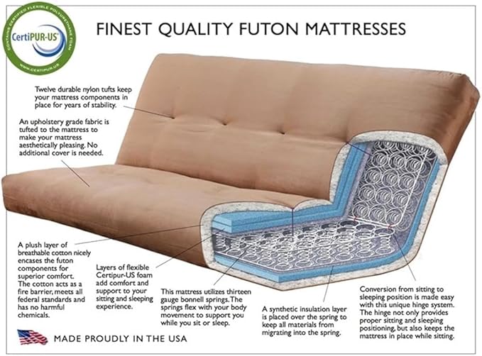 BOWERY HILL Full-Size Faux Leather Futon in Java Brown-Frame Not Included
