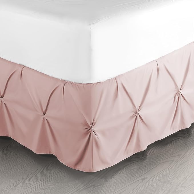 Nestl Blush Pink Bed Skirt King Size, Pinch Pleat King Bed Skirt, 14" Inch Drop King Bedskirt, Hotel Quality Blush Pink Bed Skirts, Premium Microfiber Bedskirt for King Bed, Blush Pink King Bed Skirt