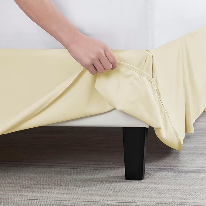 Nestl Vanilla Yellow Twin XL Bed Skirt - Twin XL Size Bed Skirt 14 Inch Drop - Brushed Microfiber Bed Skirts - Hotel Quality Pleated Bed Skirt - Shrinkage & Fade Resistant