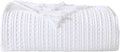 100% Cotton Waffle Blanket with Fringe, Pre-Washed Waffle Weave Blanket for All Season, Lightweight Breathable Soft Cozy Throw Blanket for Couch, Bed, Travel (White - 50x60 Inches)