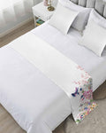Blossom Floral Hummingbird Bed Runners for Bedroom Hotel,Decorative Bedding Scarf Butterfly Blossom Flower Plant Bed End Blanket Bedding Runner Scarves for Full Size Bed,83x20in