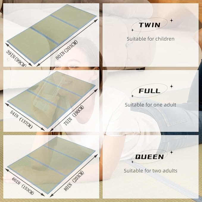 MustMat Tatami Mat Japanese Floor Mattress Queen Size Tatami Bed Folding Mattress Rush Grass (Queen)