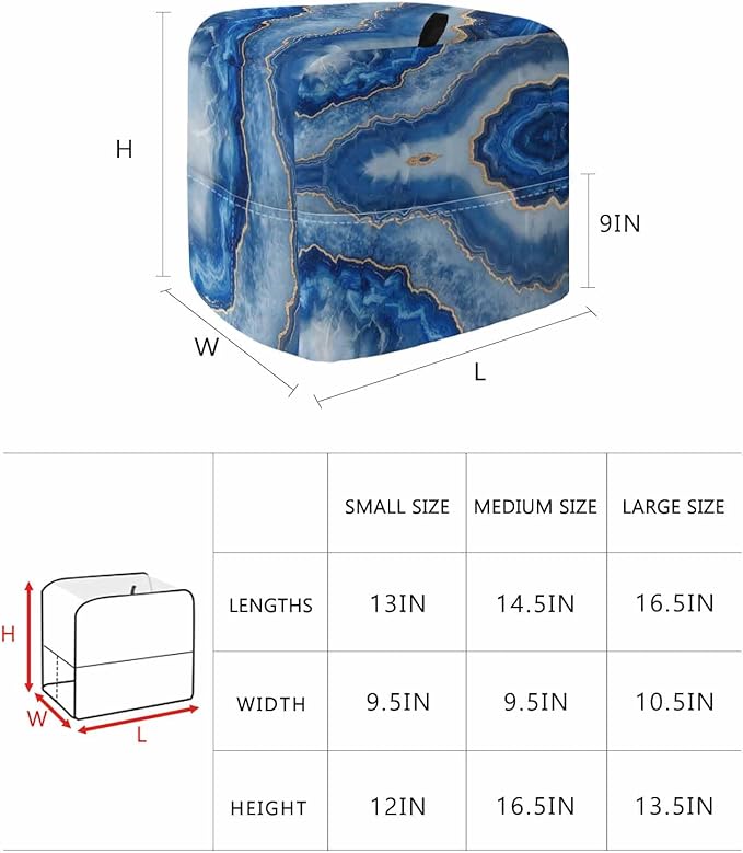 Blue Marble Stand Mixer Dust Cover with Storage Pocket & Handles, Fits All Tilt Head & Bowl Lift Abstract Golden Foil Pattern Kitchen Appliance Cover Organizer Modern Ombre Bag AccessoriesB, 6-8 Quart
