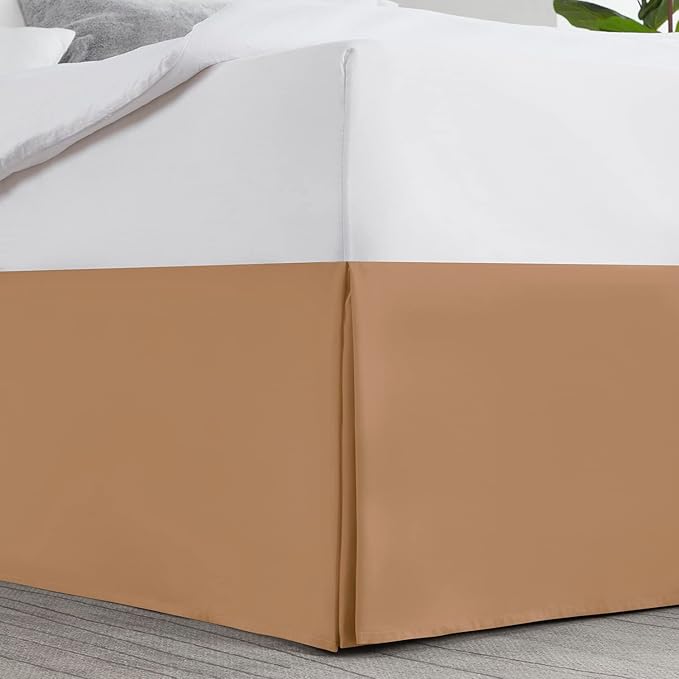 Nestl Light Brown Bed Skirt Cal King Size - Cal King Bed Skirt 14 Inch Drop - Brushed Microfiber Bed Skirts - Hotel Quality Pleated Bed Skirt - Shrinkage & Fade Resistant