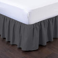 Bed Skirt - Ruffled Bed Skirt (Queen, Dark Grey) 12 Inch Drop Dust Ruffle with Platform, 100% Cotton 800 Thread Count Fabric - Dust Ruffle Bedskirt for Easy Fitting and Easy Care