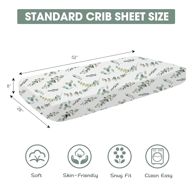 Bimocosy Crib Sheets 4 Pack, Baby Crib Sheets Fitted for Boys and Girls Breathable & Snug Fit, Soft Toddler Bed Sheets for Standard Crib Mattress Nursery Daycare Essentials, Bear Cub