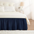 RIMELA Navy Blue Bed Skirt Queen Size 18 Inch Drop, Elastic Bed Skirting for Bed Base and Frame, Bedding Dust Ruffle Easy to Install, Lightweight Wrap Around Adjustable Bedskirt