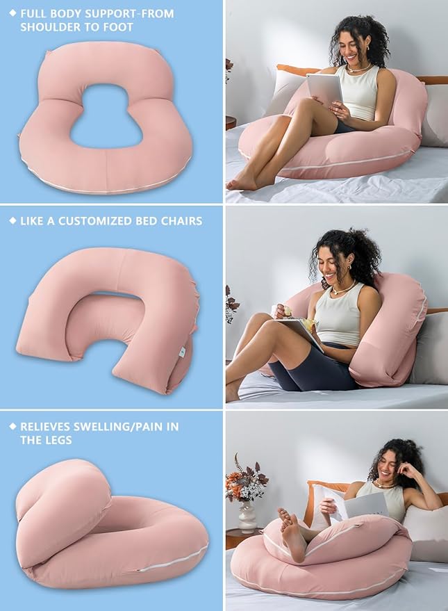 INSEN Reading Pillow, Back Pillow for Sitting in Bed and Couch, Gaming Pillow for Adults, Sit Up Support for Bed (Cooling Cotton-Apricot, Basic)