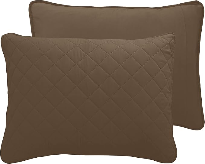 Easy-Going Full/Queen Size Reversible Quilt Set with 1 Quilt and 2 Pillow Shams, Soft Bed Quilt Cover, Water Resistant Lightweight Microfiber Bedspread, Stain Resistant, Camel/Ivory