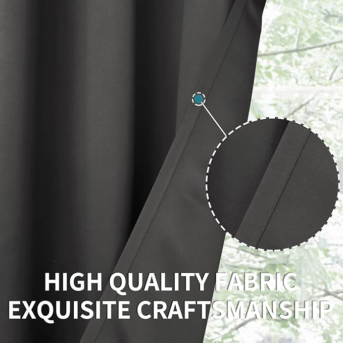 BGment Kitchen Window Curtains 36 Inches Long for Over Sink - Short Blackout Drapes with Rod Pocket Privacy for Rv Camper Cafe Bathroom Window, Dark Grey, 29 x 36 Inch