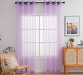 PI Sheer Curtains with Eyelets,Hazy Voile Textured,Elegant Window Treatment for Girls Room/Wedding 2 Panels (W52 X L95, Violet Purple)