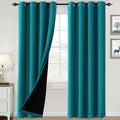 H.VERSAILTEX 100% Blackout Curtains for Bedroom Thermal Insulated Blackout Curtains 108 inch Length Heat and Full Light Blocking Curtains for Living Room with Black Liner 2 Panels Set, Turquoise Blue
