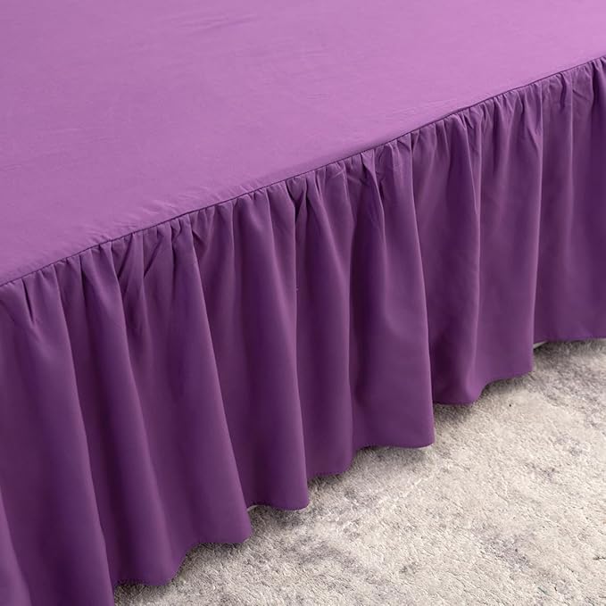 Bed Skirt Full Size Ruffled Bed Skirt with Split Corners, Full Bed Skirt 14 Inch Drop, Full Size Bed Skirt Grape for Ruffled Bed Skirt with Split Corners, Bed Skirts Full Size
