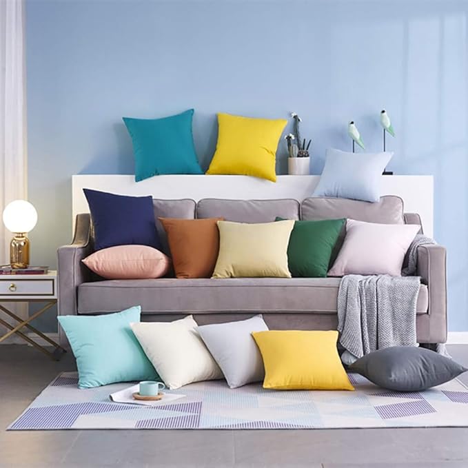 4-Pack 100% Cotton Comfortable Solid Decorative Throw Pillow Case,Thmyo Square Cushion Cover Pillowcase Sublimation Blank Pillow Covers DIY Throw Pillowcase for Couch Sofa(16x16 inch/ 40x40cm,Khaki)