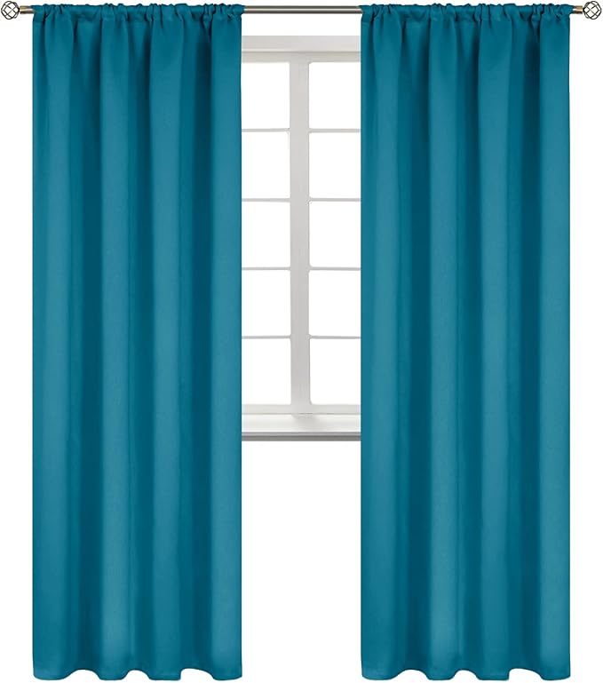BGment Rod Pocket Blackout Curtains for Bedroom - Thermal Insulated Room Darkening Curtain for Living Room, Peacockblue, 42 x 84 Inch, 2 Panels