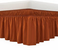 MEILA Wrap Around Bed Skirt Three Fabric Sides Elastic Dust Ruffled 18 Inch Tailored Drop,Easy to Install Fade Resistant-Caramel, Twin/Full