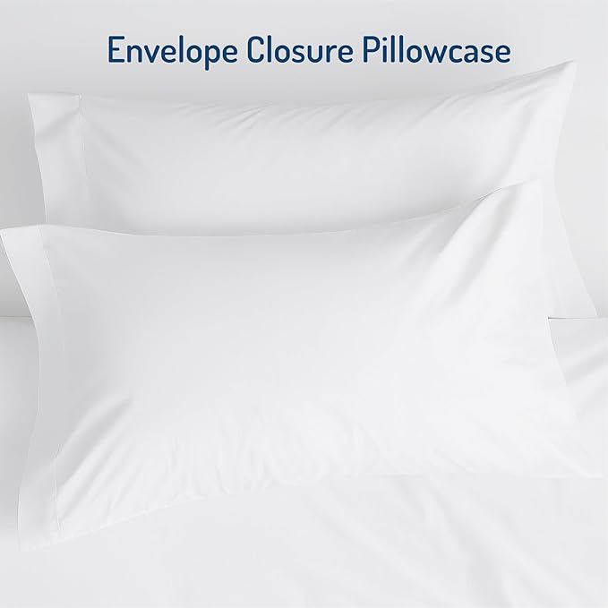 Degrees of Comfort Full Size Sheet Set for Air Mattress – Extra Deep Pocket up to 22”, 4-Piece Bedding Sets with Dual Side Storage Pockets, Breathable & Soft, Wrinkle-Free, White