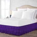 Multi-Ruffle Bed Skirt, Soft Multi Elastic Dust Ruffles with Wrap Around Bed Skirt Easy Fit with 18 Inch Drop 100% Cotton 800 Thread Count (Short Queen, Purple)
