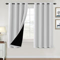 H.VERSAILTEX 100% Blackout Curtains for Bedroom Thermal Insulated Blackout Curtains 63 inch Length Heat and Full Light Blocking Curtains for Living Room with Black Liner 2 Panels Set, Greyish White