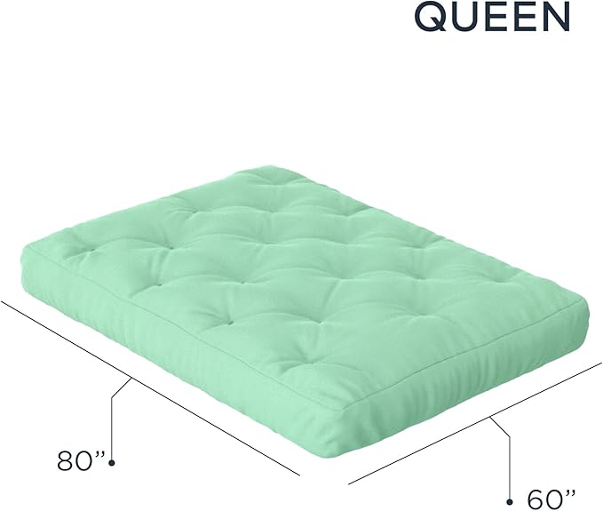 Royal Sleep Products by The Futon Factory 6 inch Foam Futon Mattress - Solid Mint Cover - Queen Size - CertiPUR Certified Foams - Made in USA - Replacement Mattress - (Frame not Included)